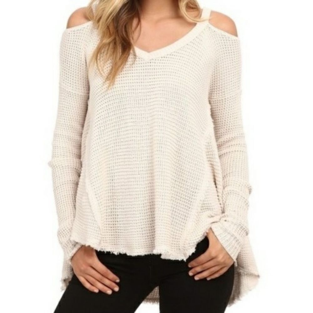 Free People Cutout Cream Sweater S